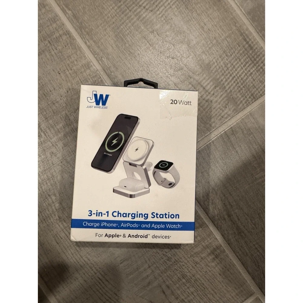 Just Wireless 3-in-1 Magnetic Charging Station Unisex OS White New 20W USB-C
